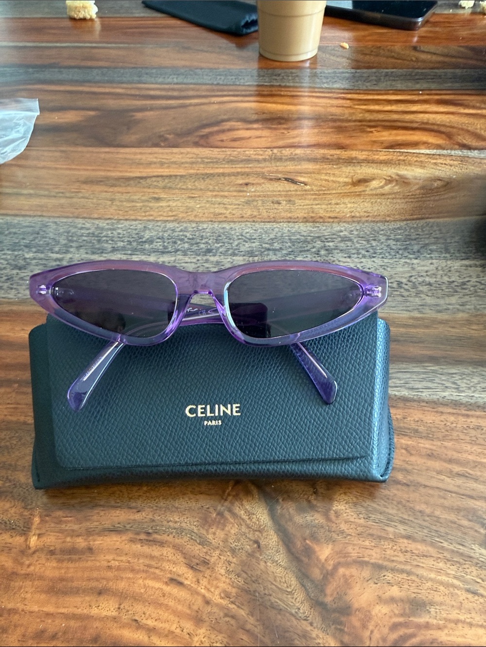Celine Translucent Purple Slim Cat-Eye Sunglasses - Picture 2 of 2